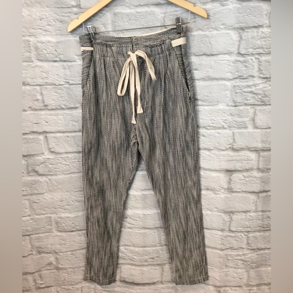 NWT Free People Light At Sunrise Indigo Blue Striped High Waisted Pants Sz 0 - Picture 5 of 7